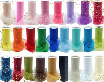 Glitter Tulle Fabric Roll 6"x10Yard Tulle Polyester Netting Spool Wholesale Bulk Wedding DIY Craft Supplies Tutu, Veil, Dresses, Sewing