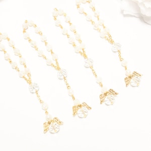 72 Gold Mini Rosary Favors Baptism Favors - Angel Mini Rosaries - Bautizo Comunion Christening Rosario Recuerdos