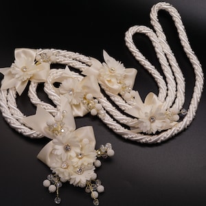 Ivory Wedding Lasso - Chiffon Flower Wedding Lasso with Pearl - Lazo de Boda - Traditional Wedding Lasso - Catholic Wedding Lasso