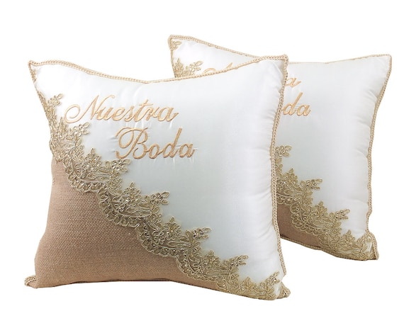 Burlap Wedding Kneeling Pillows Burlap Lace Nuestra Boda Etsy