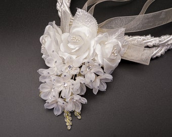 Ivory Wedding Lasso Rosary - Flower Traditional Wedding Lasso Rosary Satin Rope - Lazo de Boda - Catholic Wedding Lasso