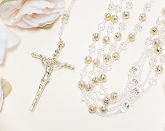 38" Gold Wedding Lasso Rosary - Crystal Wedding Lazo de Boda - Handmade Wedding Lasso- Lasso de Bodas Crystals Beads