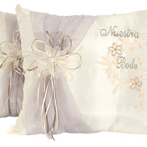 Ivory Wedding Kneeling Pillow Set - Wedding Kneel Pillow - Kneel Pillow for Wedding - Cojine Para Boda (Set of 2 Satin Kneel Pillows)