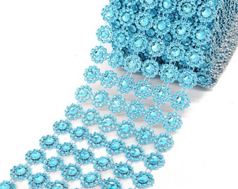 Turquoise Diamond Bling Mesh Rhinestone Ribbon Wrap Diamond Mesh Wrap, Wedding Decoration Bling Wrap Roll, Gift Wrap Supplies, 4in x 10yard