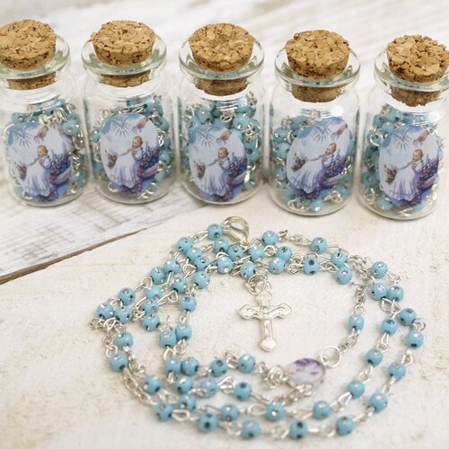 12PC Baptism Favors for Boys Glass Bottle Full Size Blue Etsy