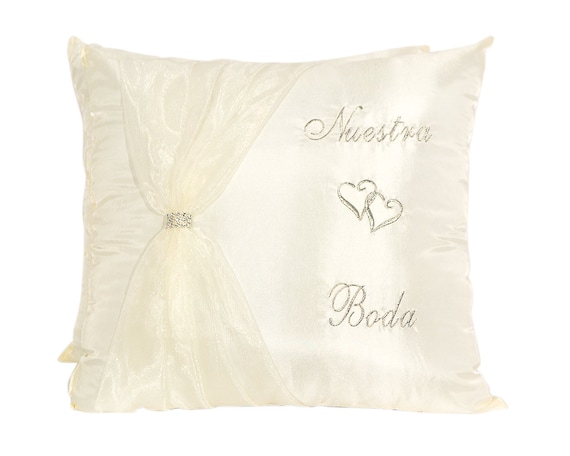 Ivory Wedding Kneeling Pillows Set Embroidered Nuestra Boda Etsy