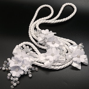 White Wedding Lasso - Chiffon Flower Wedding Lasso with Pearl - Lazo de Boda - Traditional Wedding Lasso - Catholic Wedding Lasso