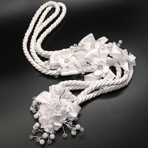 White Wedding Lasso - Chiffon Flower Wedding Lasso with Pearl - Lazo de Boda - Traditional Wedding Lasso - Catholic Wedding Lasso