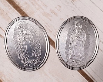 60 PCS Baptism First Communion Foil Sticker Labels Our Lady of Guadalupe Embossing - Silver Foil Sticker Labels Favors Envelopes Recuerdos