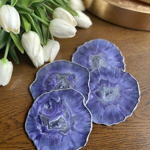 Resin geode set of coasters - unique