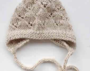 Hand Knit Alpaca Baby Bonnet: Vintage Style Newborn Hat