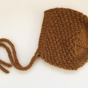 Mustard Knit Baby Bonnet: Vintage Inspired Wool Newborn Hat
