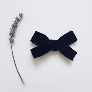 Navy Velvet Bow/ Headband or Hair Clip Bow/ Velvet Ribbon Bow/ Baby Hair Accessory/ Headband Bow Velvet/ Navy Bow Velvet