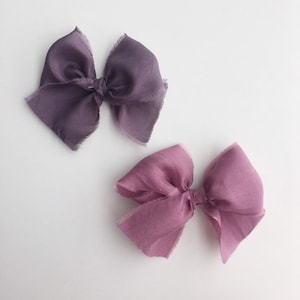 SALE! Silk Hair Bow/ Baby Bow Silk/ Hair Accessory Girls/ Silk Bow Headband/ Hair Bow Clips/ Pigtail Bows/ Raw Silk Bows/ Girls Hair Bow