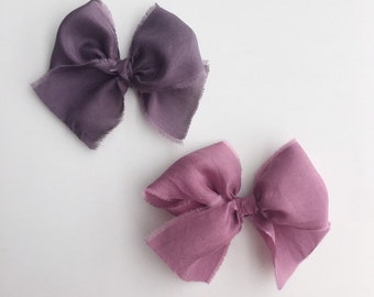 Lazo de pelo de seda cruda: diadema o pinza para bebé