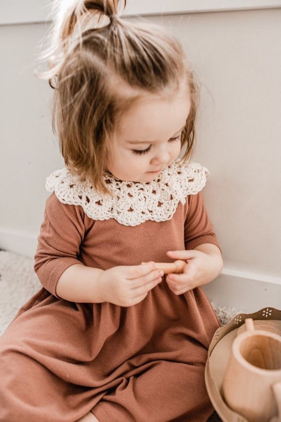 white christmas dresses Emile et Ida Orange Smocked Crochet Collar Dress – Ladida main image 0