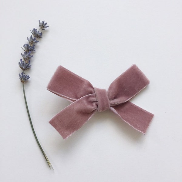 Rose Velvet Bow/ Headband Bow/ Velvet Ribbon Bow/ Baby Hair Accessory/ Headband Bow Velvet/ Pink Bow/ Pink Velvet Bow/ Hair Bow Velvet