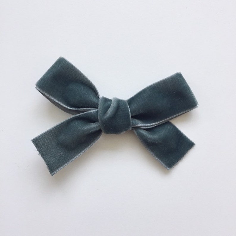 Grey Green Velvet Bow/ Headband or Hair Clip Bow/ Velvet | Etsy