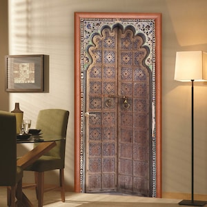 Tür Wandaufkleber 1 Tür / Tür im orientalischen Stil 1 Tür / Marokkanisches Wandbild / Selbstklebendes Wandbild für Türen / Selbstklebende Tapete / Wandbild für Türen