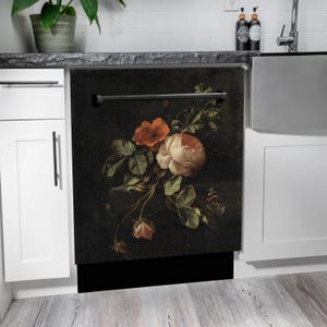 Magnet Cover Still Life with Roses / Vintage Floral Print / Floral Magnetic Dishwasher Cover/ Appliance Magnet Decor