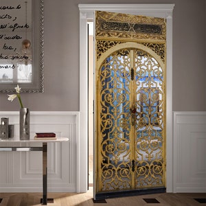 Wandaufkleber *Alte Metalltür mit osmanischem Muster* / Moschee Tapete/ Islamische Tapete/ Türsticker Tapete/ Türbild Schälen und Aufkleben