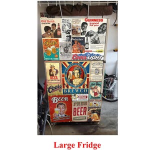 Fridge Decal - Mini-Fridge Decal *Retro Collage*/Retro Beer Fridge Wrap/ Vintage Fridge Decals / Man Cave Fridge Wrap/Vintage Fridge Sticker