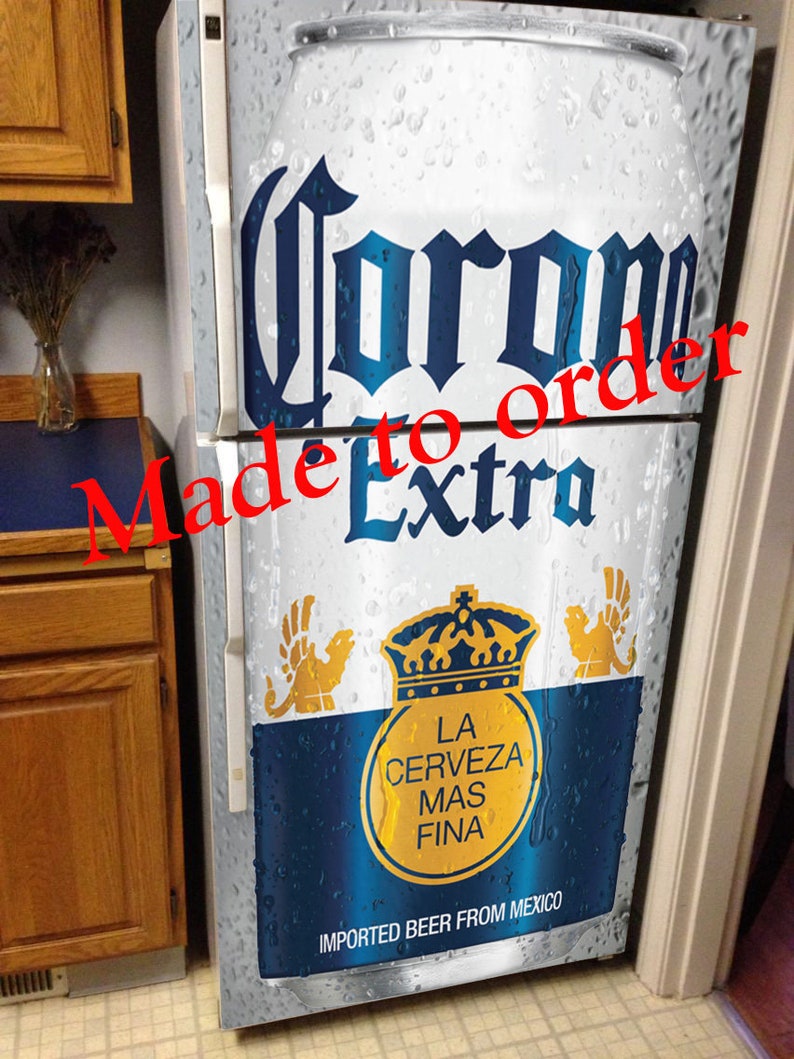 Fridge Decal Corona Extra /Man Cave Fridge Wrap/ Vintage Fridge Wraps/ Retro Fridge Wrap/ Vinyl Fridge Wrap