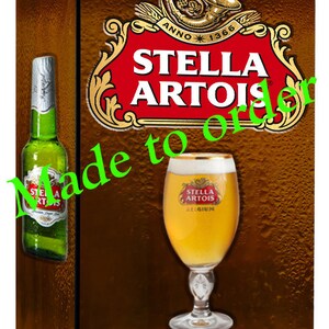 Fridge Decal Stella Artois /Man Cave Fridge Wrap/ Vintage Fridge Wraps/ Retro Fridge Wrap/ Vinyl Fridge Wrap