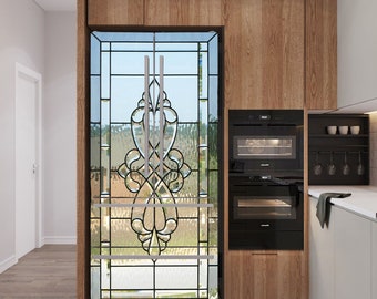 Fridge Decal *Stained Glass with Bevels* and *Colorful Stained Glass*/ Stained Glass Refrigerator Wrap/ Refrigerator Wrap Vinyl