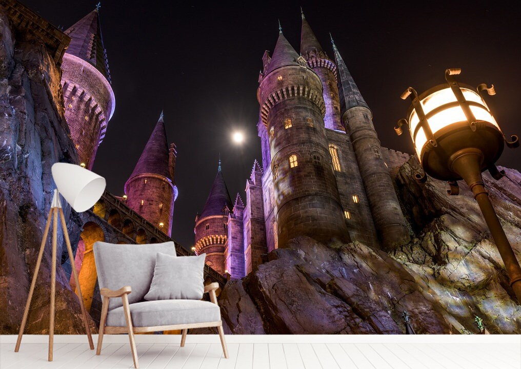 3D Wall Sticker Window Hogwarts Castle at Night /Harry Etsy