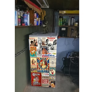 Fridge Sticker for Beer Lovers/Retro Fridge Wrap/ Fridge Decal Pop Art/Mini Fridge Wrap Retro /Retro Kitchen Decor/Vintage Refrigerator Wrap