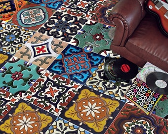 Vinyl Stickers "Mexican Talavera Tiles-2"/ Talavera Sticker Tile/Kitchen Bathroom Backsplash/ Mexican Vinyl Floor/Talavera Wallpaper