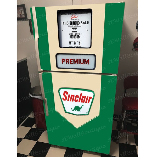 Vintage Green Gas Pump Fridge Wrap/Retro Gas Pump Fridge Skin/Vintage Gas Pump Decal/Mini Fridge Old Gas Pump Skin/Garage Fridge Vinyl Wrap