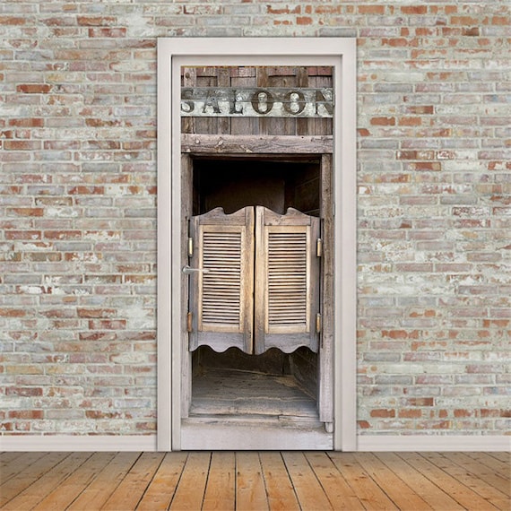 Door Wall Sticker Old Western Swinging Saloon Doors Etsy
