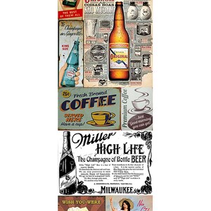 Fridge Decal Collage of Vintage Posters, Cards, Labels/Man Cave Fridge Wrap/Vintage Fridge Wraps/ Retro Fridge Wrap/ Vinyl Fridge Wrap