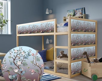 Ikea Kura Bed Decals Border in Chinoiserie Style/ Ikea Kura Vinyl Panels /Vinyl Decals for Girl's Bed Panels/ Waterproof Kura Bed Decals
