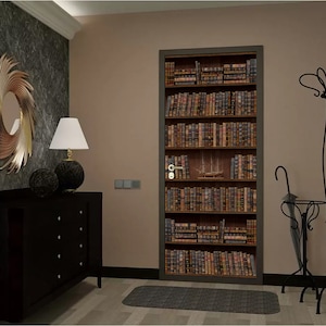 Türaufkleber *Bücherregal* / Bücherregal-Türaufkleber / Bücherregal-Türaufkleber / Bücherregal-Türbild / Tapete Bücherregal / Tür-Bücherregal