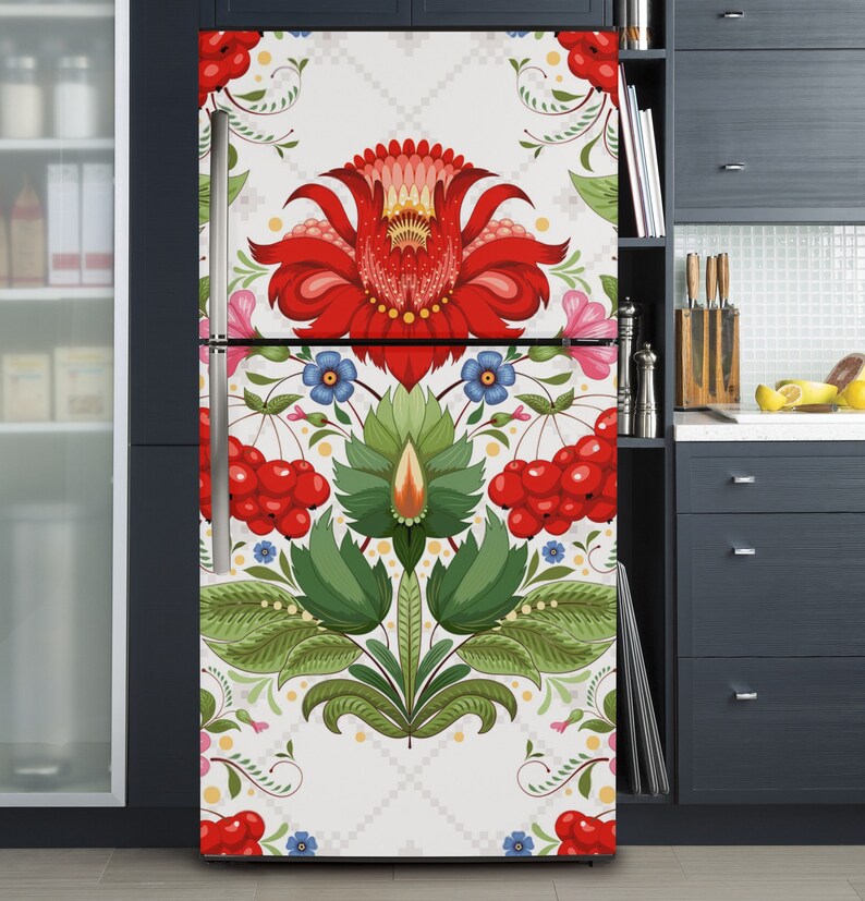 Magnetic Dishwasher Cover Folk Floral Ornament/ Ethnic Dishwasher Cover/Fridge Wraps/Dishwasher Vinyl Skin/Ukrainian Fridge Dishwasher Decal