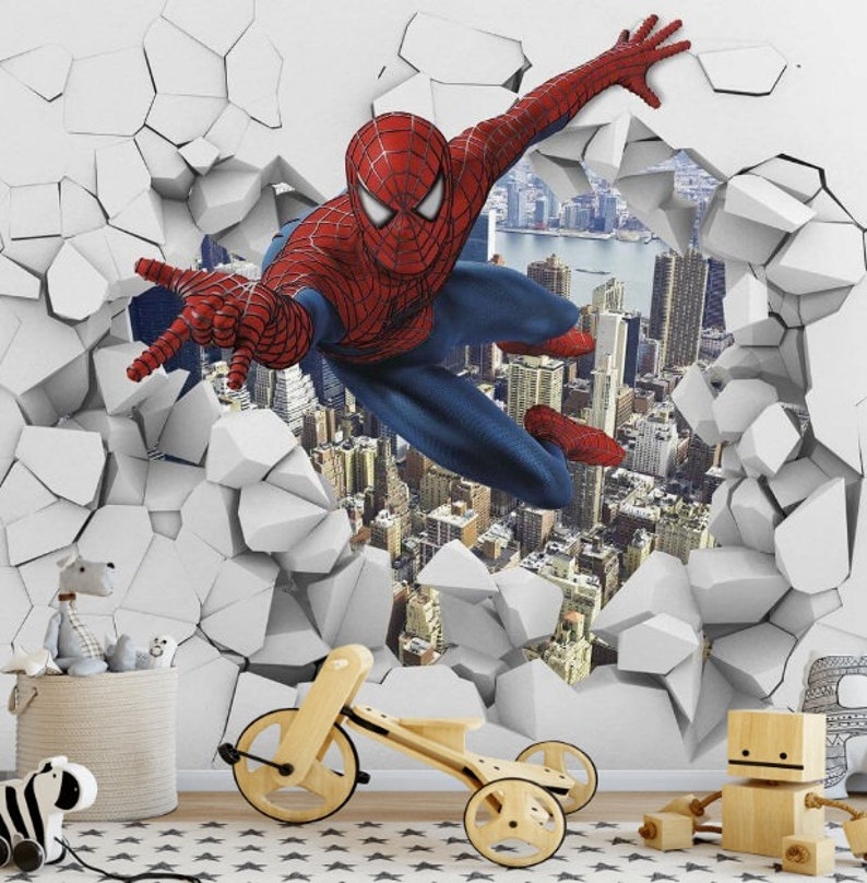 3D Wall Decal Spiderman / Wall Sticker Mural Poster 3D Effect Etsy
