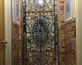 Door Wall Sticker Stained Glass with Bevels/ Stained Glass Window Film/ Stained Glass Sticker/ Window Film Stained Glass/Door Sticker Mural