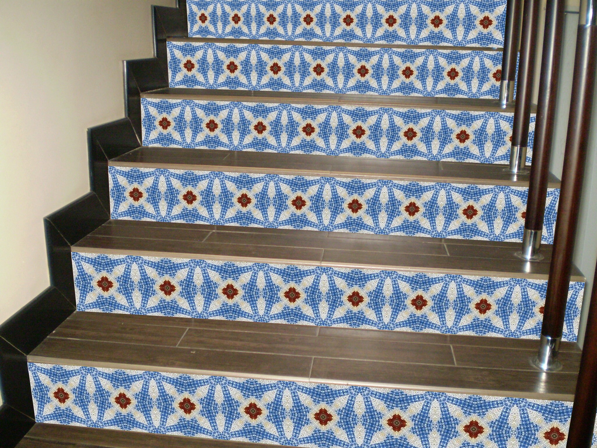 Mosaic Tile Riser Vinyl Mosaic Decorative Tile/stair Riser Decal Blue White/tile ...