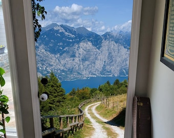 Door Wall Sticker *Road to a Mountain Lake* / Door Decal Lake Mountains / Wall Murals Road Mountain/ Mountain Door Murals / Wallpaper