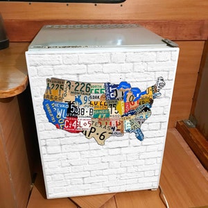 Mini-Fridge Vinyl Sticker License Plate Map of the USA/USA License Plates Map/Refrigerator Wrap Vinyl /Mini Fridge Wrap/Fridge Magnet Cover image 5