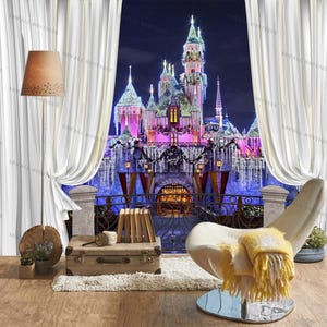 Fairy Tale Princess Castle Sticker/Fantasy Castle Wallpaper/Girl&#39;s Room Décor/ Wallpaper for Kids Room/ Nursery Wall Mural/Large Wall Murals