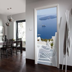 Door Wall Sticker Sea Views / Sea View Vinyl Decal Mural Wallpaper/ Peel and Stick Vinyl Decal/ Door Sticker Wallpaper/ Vinyl Door Wraps