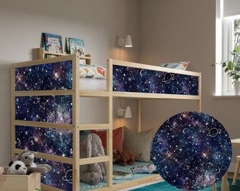 Calcomanías para cama Kura, Ikea / Galaxy Sticker / Planetas y Constelaciones / Calcomanías de muebles / Calcomanías de vinilo para paneles de cama para niños / Peel & Stick