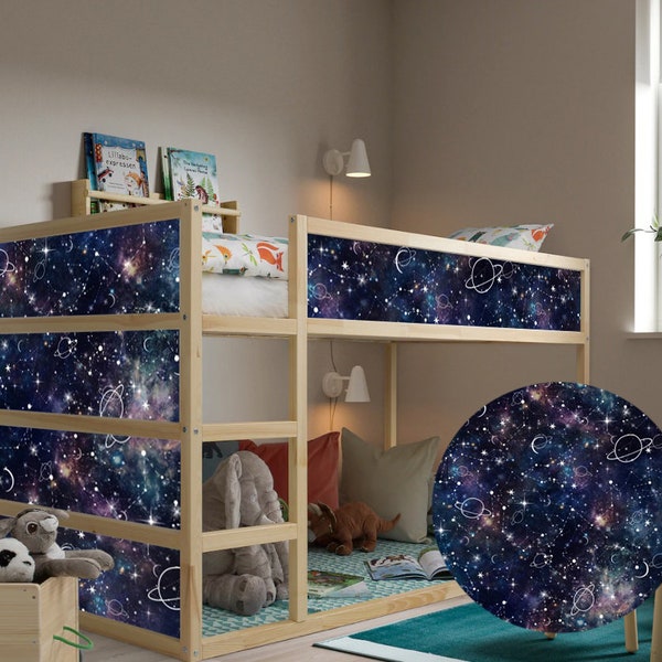 Décalcomanies pour lit Kura, Ikea / Sticker galaxie / Planètes et constellations / Décalcomanies pour meubles / Décalcomanies en vinyle pour panneaux de lit d'enfant / Autocollants muraux
