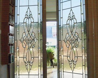 Adhesivo para puerta y ventana "Vitral con biseles" / Vinilo autoadhesivo para póster / Adhesivo para puerta y ventana / Lámina para puerta de vidrio