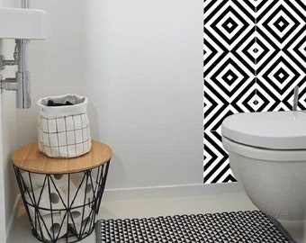 Vinyl Stickers Pattern with Crossed Black and White Lines/Floor Decals/Black and White Wallpaper/Stair Riser Decal/Peel and Stick Backsplash