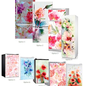 Fridge Vinyl Sticker - Mini-Fridge Vinyl Sticker *Beautiful Flowers*/Floral Vinyl Refrigerator Decal /Fridge Wraps/ Refrigerator Wraps